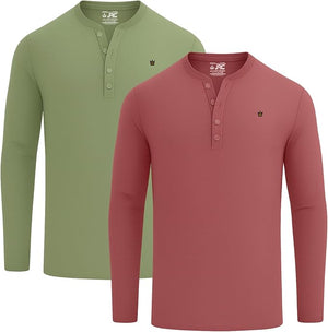 JRC 2 Pack Mens Long Sleeve Henley Shirts