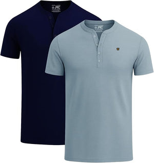 JRC 2 Pack Mens Short Sleeve Henley T-Shirts