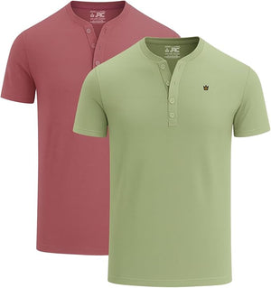 JRC 2 Pack Mens Short Sleeve Henley T-Shirts