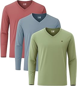 JRC Pack of 3 Mens Long Sleeve V-Neck T-Shirts
