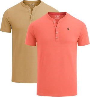 JRC 2 Pack Mens Short Sleeve Henley T-Shirts