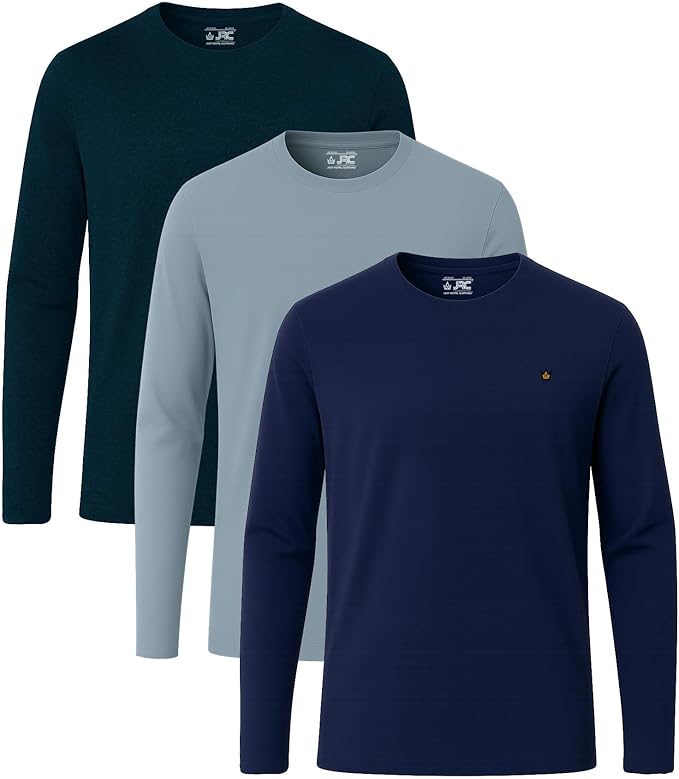 JRC Pack of 3 Mens Long Sleeve Crewneck T-Shirts