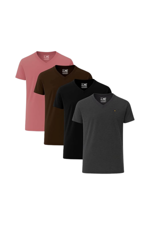 Men's Pack of 4 Short Sleeve V-Neck T-Shirts | JRC UK