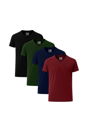Men's Pack of 4 Short Sleeve V-Neck T-Shirts | JRC UK
