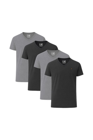 Men's Pack of 4 Short Sleeve V-Neck T-Shirts | JRC UK