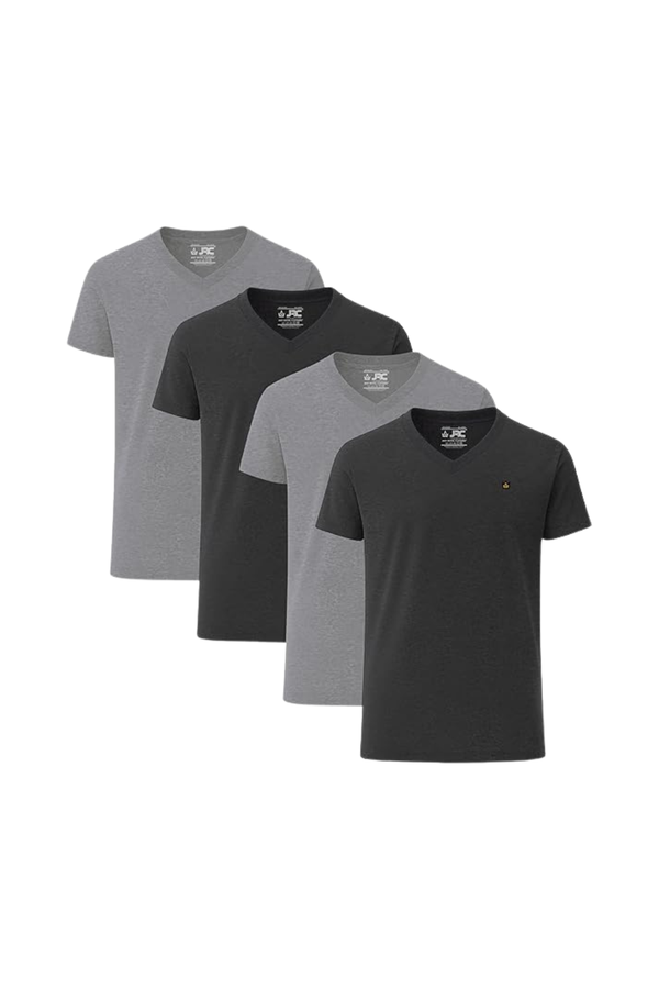 Men's Pack of 4 Short Sleeve V-Neck T-Shirts | JRC UK