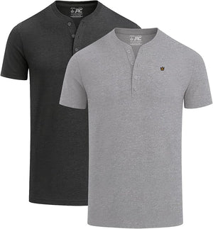 JRC 2 Pack Mens Short Sleeve Henley T-Shirts