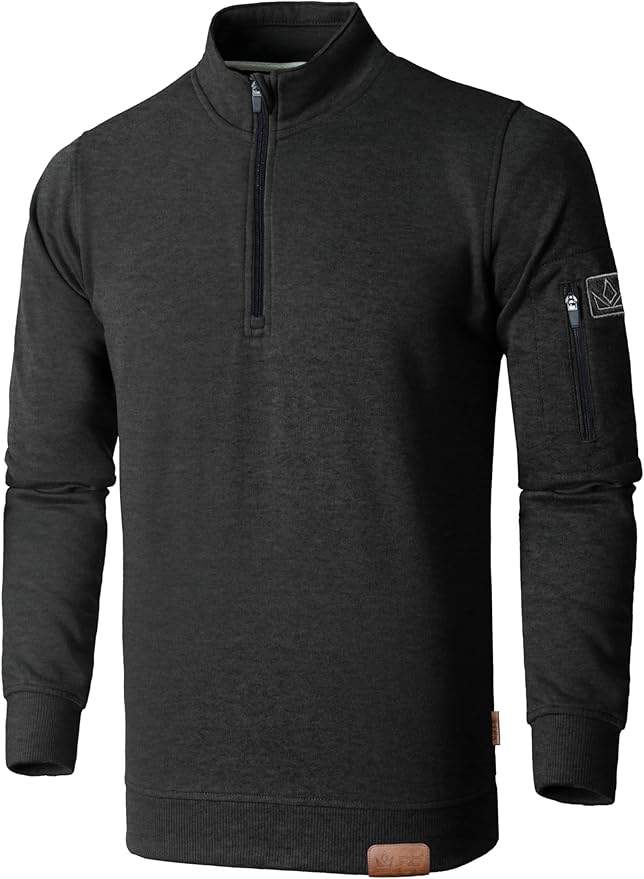 JRC Mens Quarter Zip Mock Neck Fleece Jumpers