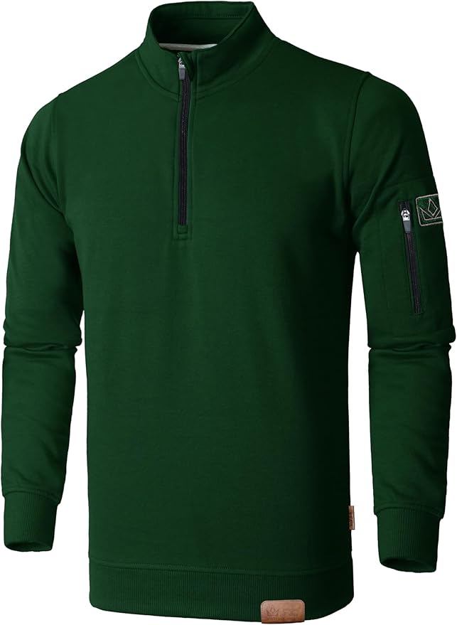 JRC Mens Quarter Zip Mock Neck Fleece Jumpers