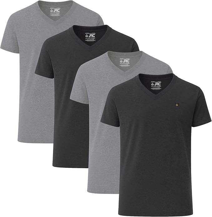 JRC Pack of 4 Mens Short Sleeve V-Neck T-Shirts