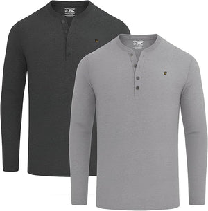 JRC 2 Pack Mens Long Sleeve Henley Shirts