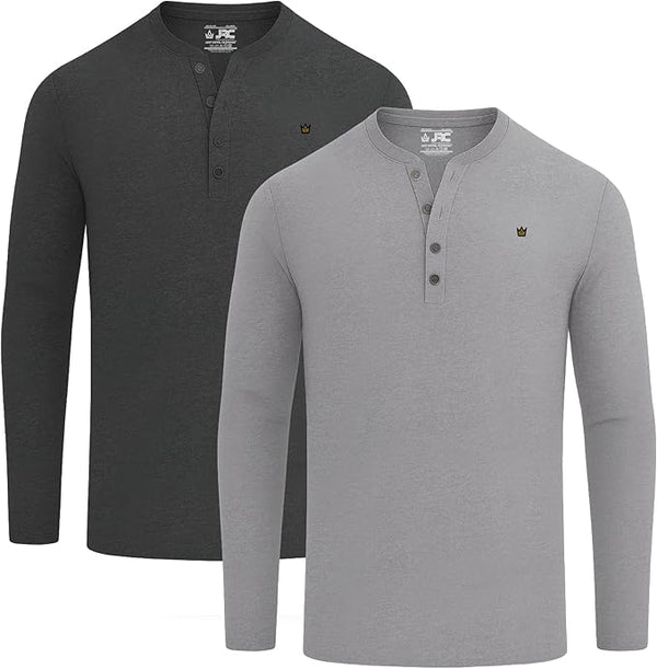 JRC 2 Pack Mens Long Sleeve Henley Shirts