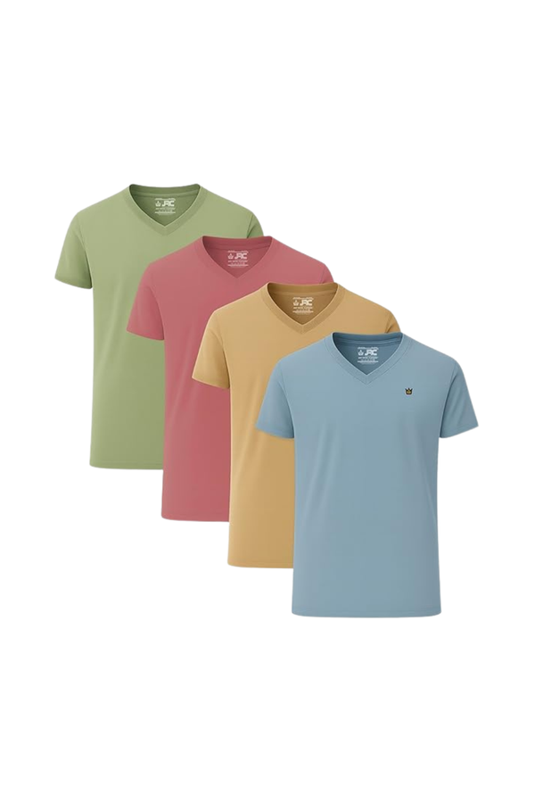 JRC Pack of 4 Mens Short Sleeve V-Neck T-Shirts