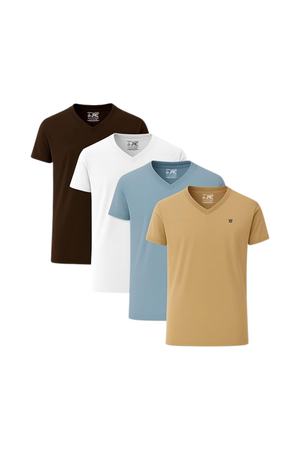 Men's Pack of 4 Short Sleeve V-Neck T-Shirts | JRC UK