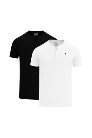 JRC 2 Pack Mens Short Sleeve Henley T-Shirts