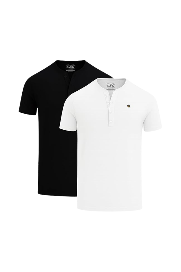 JRC 2 Pack Mens Short Sleeve Henley T-Shirts