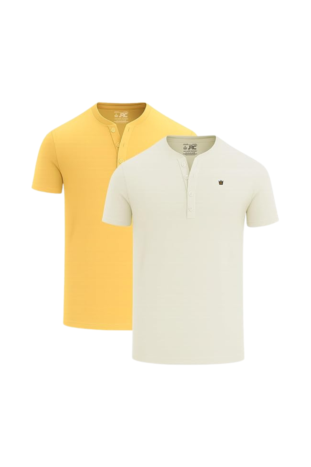 Men's Pack of 2 Henley T-Shirts | Short Sleeve Button Neck | JRC UK