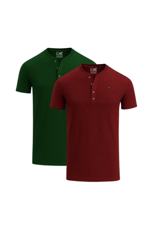 JRC 2 Pack Mens Short Sleeve Henley T-Shirts