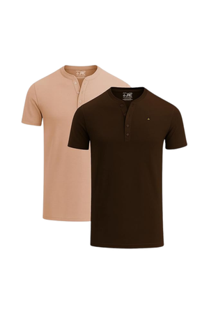 JRC 2 Pack Mens Short Sleeve Henley T-Shirts