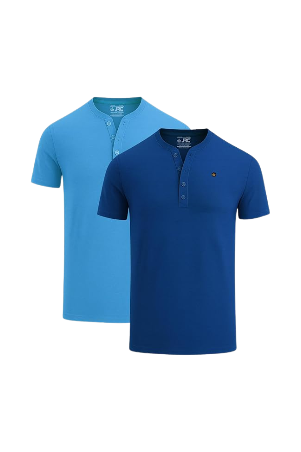 Men's Pack of 2 Henley T-Shirts | Short Sleeve Button Neck | JRC UK