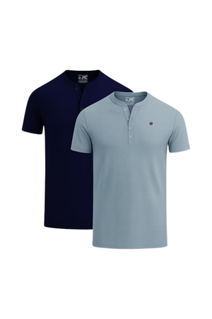 JRC 2 Pack Mens Short Sleeve Henley T-Shirts