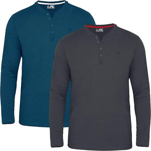 JRC 2 Pack Mens Long Sleeve Henley Shirts