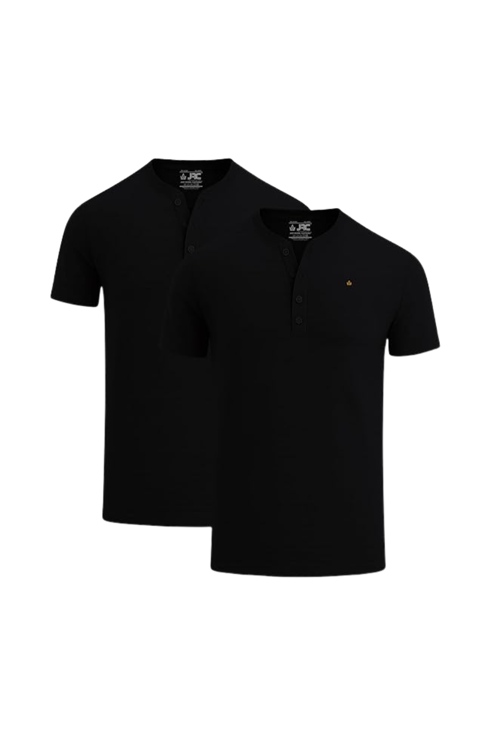 Men's Pack of 2 Henley T-Shirts | Short Sleeve Button Neck | JRC UK