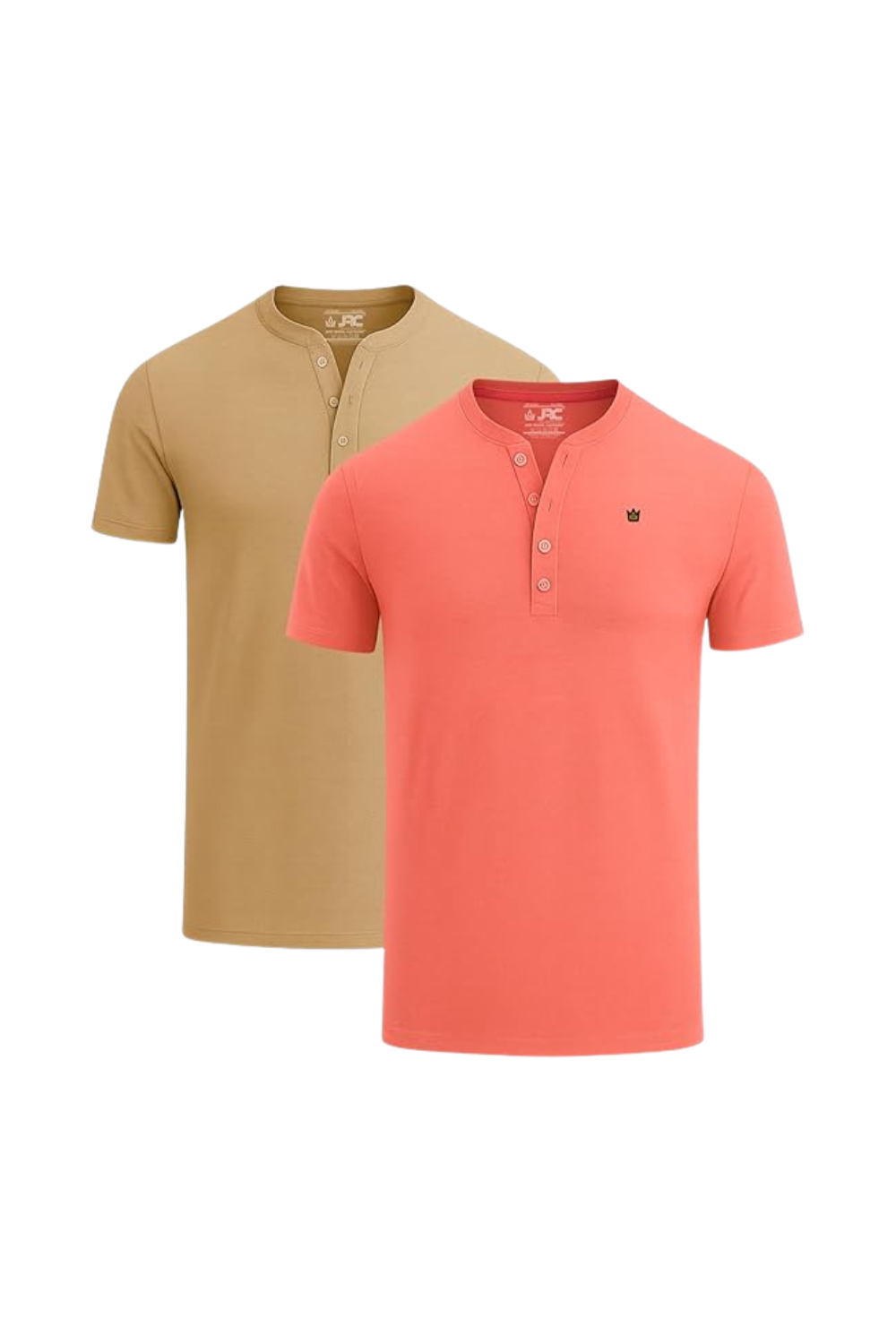 Men's Pack of 2 Henley T-Shirts | Short Sleeve Button Neck | JRC UK