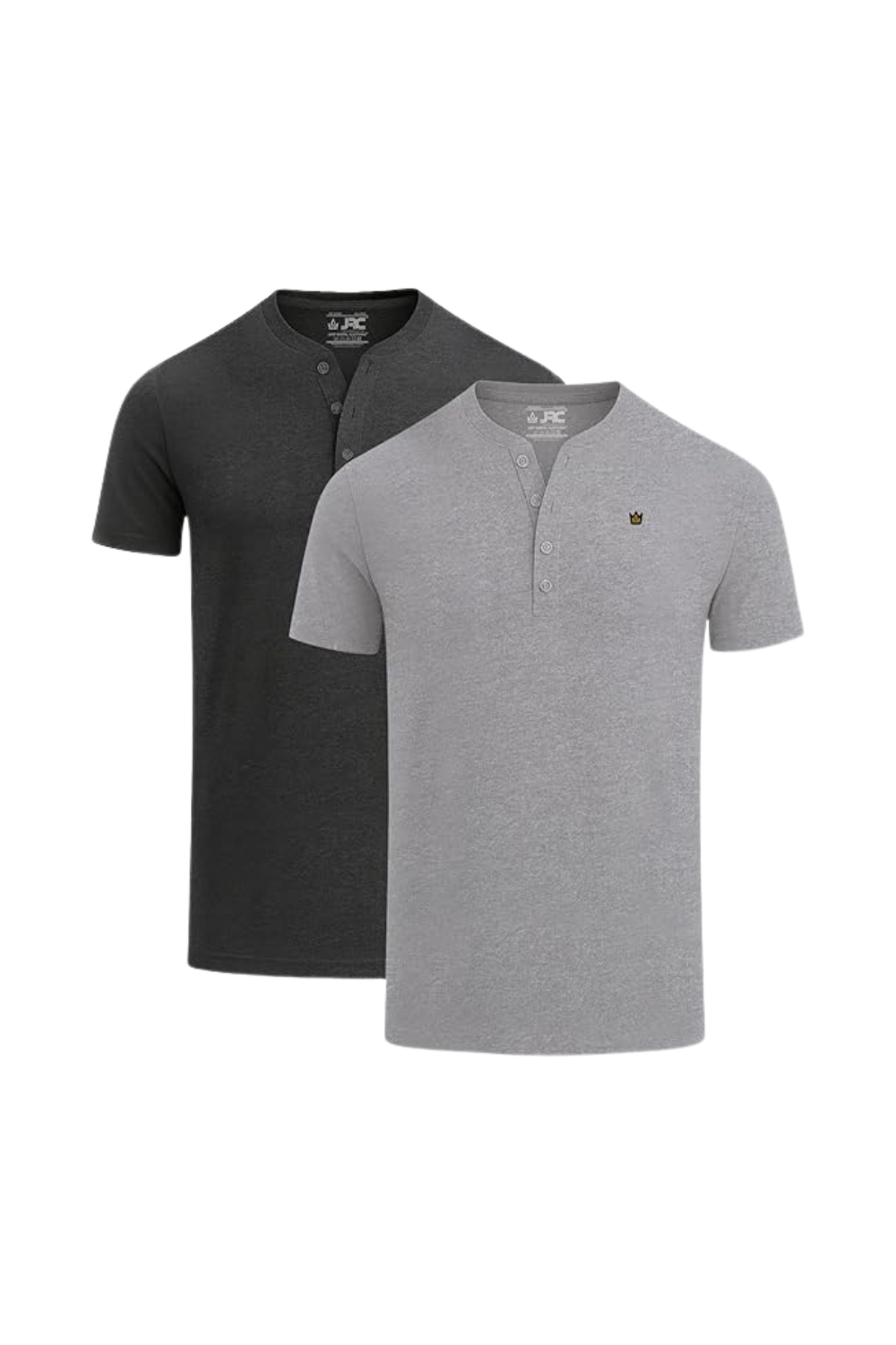Men's Pack of 2 Henley T-Shirts | Short Sleeve Button Neck | JRC UK
