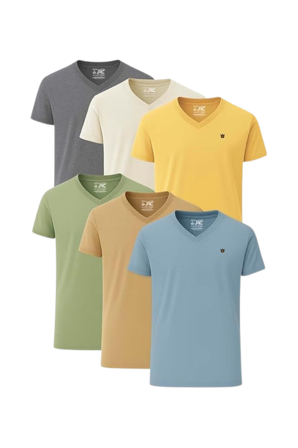 JRC Pack Of 6 Mens V-Neck Short Sleeve T-Shirts