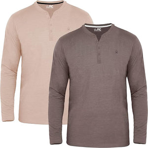 JRC 2 Pack Mens Long Sleeve Henley Shirts