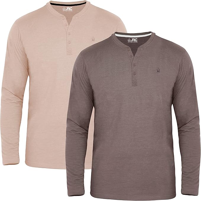 JRC 2 Pack Mens Long Sleeve Henley Shirts