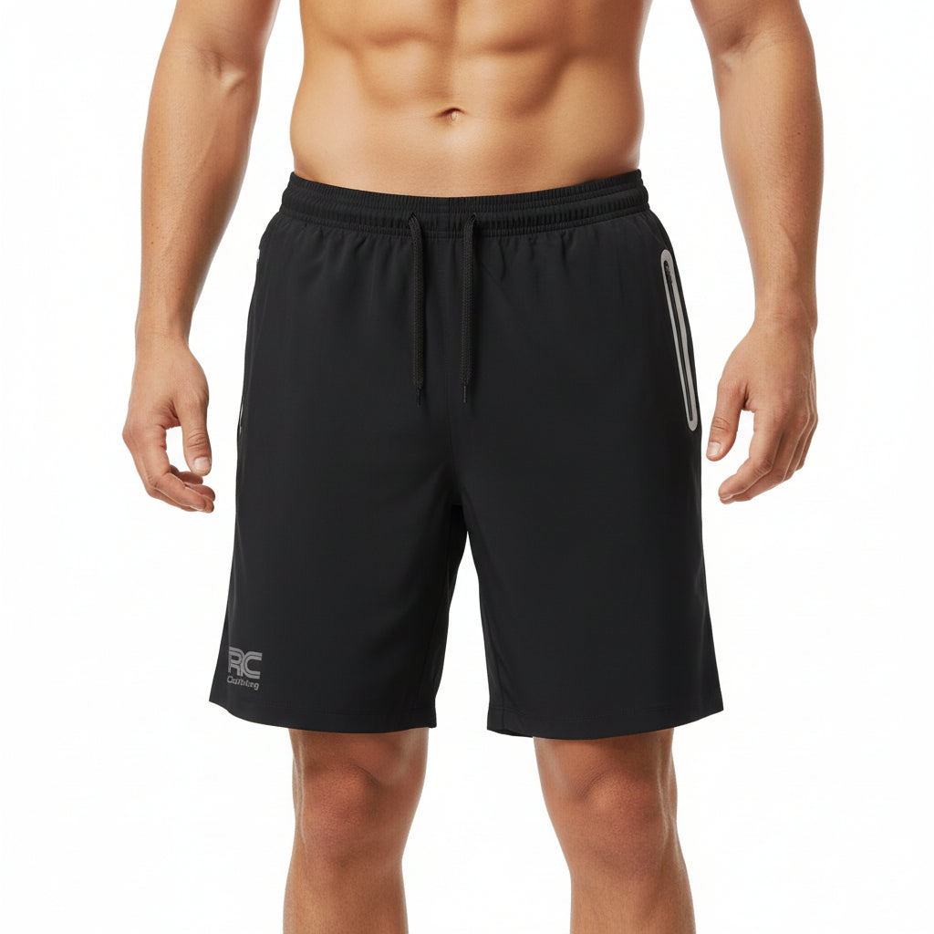 Men's Black Running Shorts with 2 Zip Pockets | JRC UK
