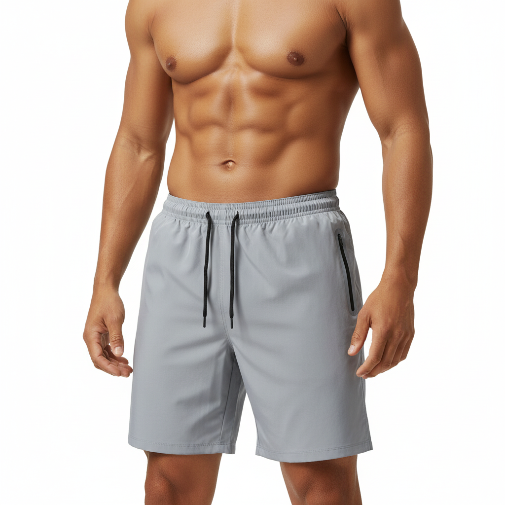 Men's Silver Running Shorts with 2 Zip Pockets | JRC UK