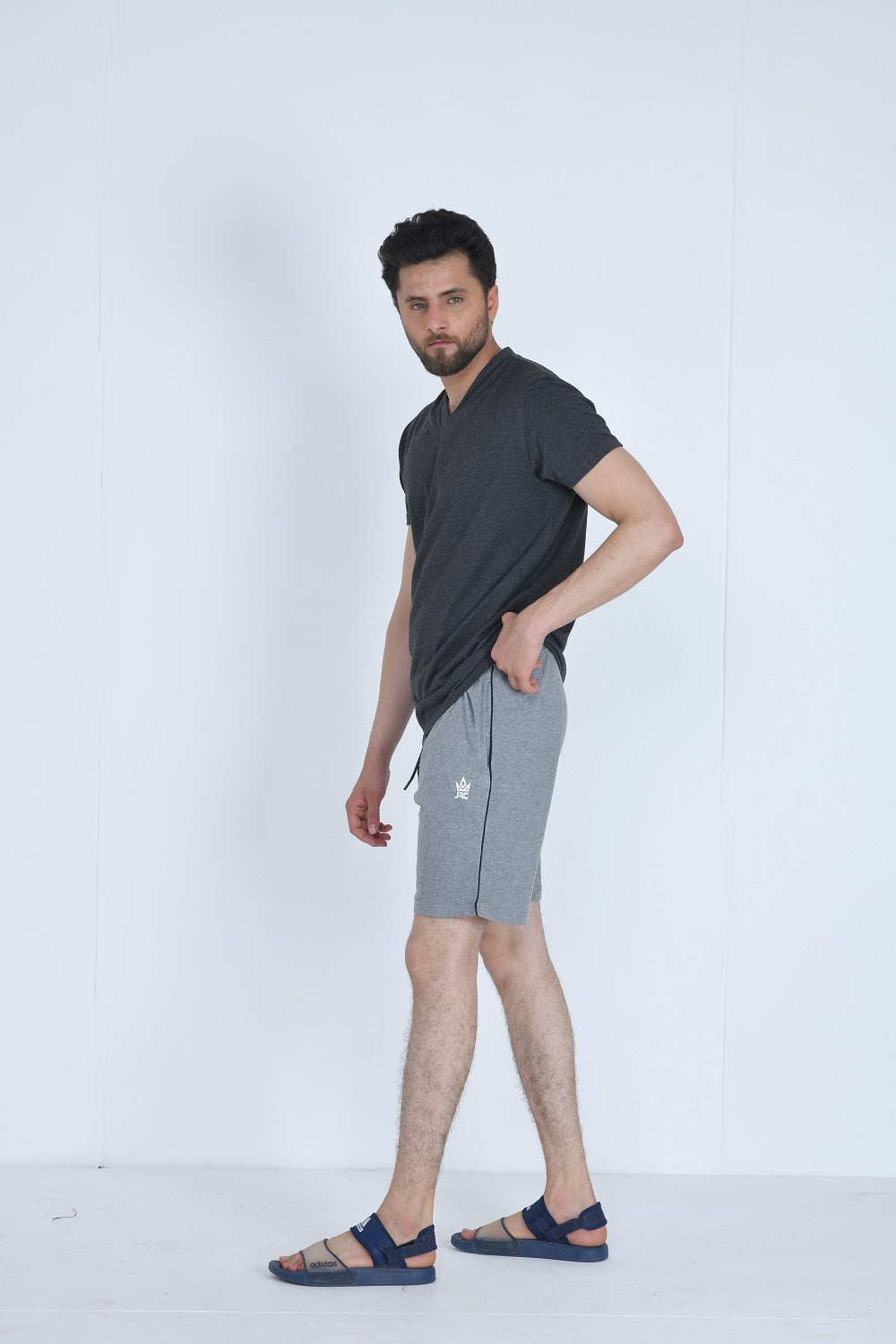 Men's Grey Gym Piping Shorts | JRC UK