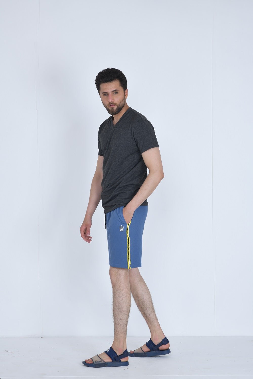 Men's Blue Gym Shorts with Strap Detail | JRC UK